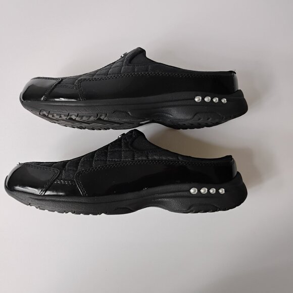 Easy Spirit Traveltime Sneaker Clogs | Black Patent Leather & Silver | Size 7.5 - Picture 10 of 13